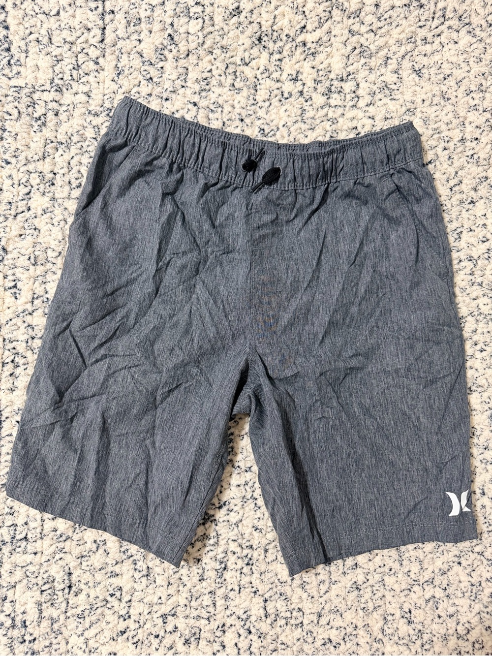 Hurley Boy’s Charcoal Elastic-Waist Athletic Shorts